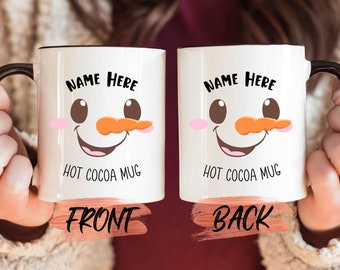 Snowman Hot Cocoa Mug, Hot Chocolate Gift Mug For Women Birthday Gift, Snowman Face Mug, Personalized Snowman Mug, Cute Chocolate Mug