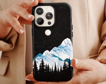 Mountain Night Sky Phone Case, Mountain Phone Case For Men And Women Christmas Gift, Nature Phone Case, Mountains Phone Case For Campers