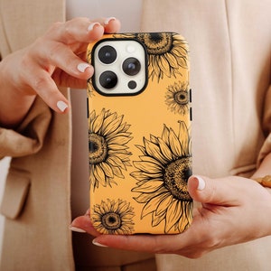 Sunflower Petals Drawing Phone Case, Floral Phone Case For Women Birthday, Sunflower Phone Case, Aesthetic Phone Case For Flower Lover