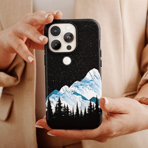 Mountain Night Sky Phone Case, Mountain Phone Case For Men And Women Christmas Gift, Nature Phone Case, Mountains Phone Case For Campers