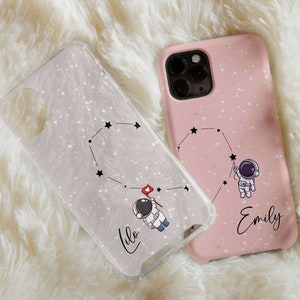 Infinity Stars Phone Case, Matching Couple Phone Case For Men And Women Anniversary, Astronaut Phone Case, Custom Phone Case For Couples