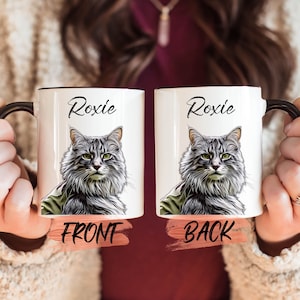 Customized Cat Portrait Mug, Custom Cat Mug For Cat Lover Birthday, Pet Portrait Mug, Customizable Pet Mug, Personalized Mug Cat&#39;s Week Gift