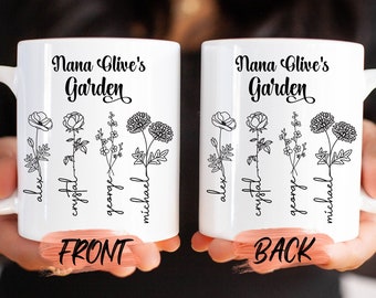 Benutzerdefinierte Nana-Tasse, benutzerdefinierte Geburtsmonat Blumentasse für Nana-Geburtstagsgeschenk, Nana-Kaffeetasse, benutzerdefinierte Familientassen, Nana-Kaffeetasse für Muttertag