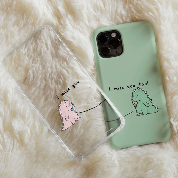 Cute Dinosaurs Phone Case, Matching Couple Phone Case For Men And Women Anniversary, Dinosaur Phone Case, Matching Phone Case For Couples