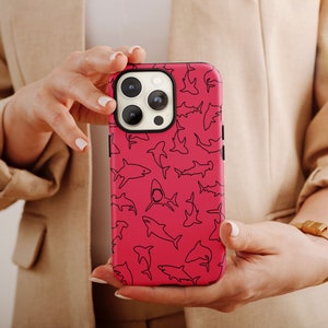 Outline Shark Phone Case, Shark Theme Phone Cases For Men & Women Birthday, Shark Gift Case, Shark Lover Case, Whale Phone Case For Him/Her