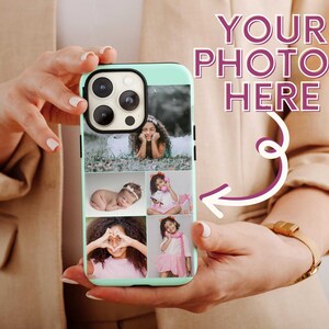 Gepersonaliseerde fotocollage telefoonhoesje, fotocollage mobiele telefoonhoesje voor mannen en vrouwen verjaardagscadeau, foto telefoonhoesje, aangepaste telefoonhoes