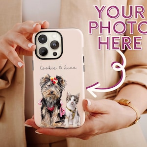 Personalized Pets Picture Phone Case, Cartoonized Pet Portrait Cellphone Case For Men And Women Birthday, Custom Pet Portrait For Pet Owners