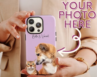Funda para móvil con retrato de tu mascota, funda personalizada para móvil con retrato de mascota, regalo de cumpleaños para dueños de mascotas, funda para móvil con diseño de mascota, funda personalizada para el Día de la Madre.