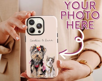 Personalized Pets Picture Phone Case, Cartoonized Pet Portrait Cellphone Case For Men And Women Birthday, Custom Pet Portrait For Pet Owners