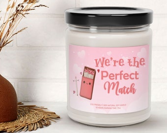 Perfect Match Cande, Valentine Couples Gift Scented Candle For BF & GF Valentines Day, Kawaii Valentine, Cute Valentines Gift, Heart Candle