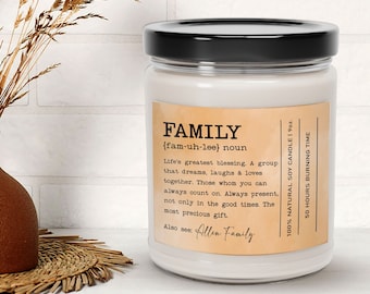 Family Definition Candle, Personalized Family Scented Candle For Family Thanksgiving Gift, Unique Family Candle, Custom Family Candle