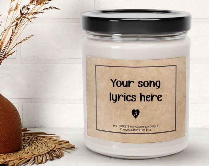 Your Song Lyrics Candle, Song Lyrics Gift Scented Candle For Men / Women Birthday, Custom Lyrics Candle, Musician Candle, Custom R&B Lyrics