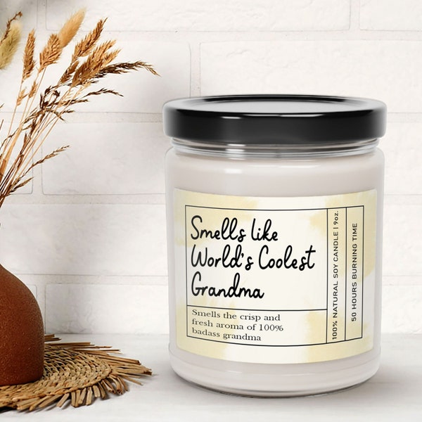 World’s Coolest Grandma Candle, Grandmother GIfts Scented Candle For Granny Birthday Gift, Best Grandma Candle, Grammy Candle For Her