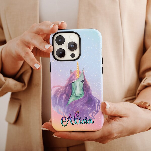 Watercolor Unicorn Kids Phone Case, Unicorn Kids Phone Case For Girls Christmas Gift, Cute Unicorn Case, Unicorn Design Phone Case For Her