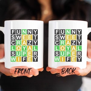 Customized Wordle Mug, Customizable Wordle Mug For Men And Women Birthday, Wordle Gifts, Wordle Coffee Mug For Wordle Addict Gift
