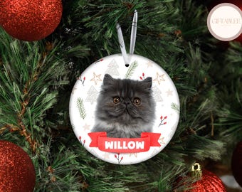 Custom Cat Photo Ornament, Personalized Cat Gift Ceramic Ornament For Fur Parent Christmas Gift, Pet Cat Ornament, Cat Gift Ornament Gift