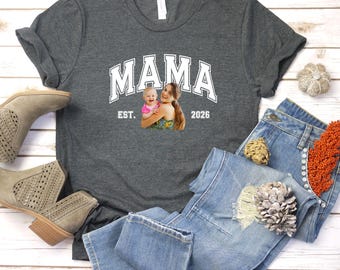 Custom Mama Photo Shirt, Personalized Mom Shirt For Mother’s Day Gift, Mom Photo Shirt, Mama T-Shirt, Personalized Mom Tee, Mom Gift Shirt