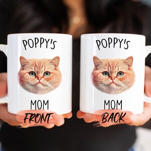 Taza personalizada con cara de mascota, taza de gato personalizada para mamá gata, regalo de cumpleaños, taza personalizada para mascotas, taza de regalo para amantes de los gatos, taza para mamá gata, regalo para la semana del gato. imagen 2