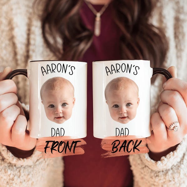 Custom Baby Face Photo Mug, Personalized Baby Photo Mug For Papa Father’s Day Gift, Mug With Baby Face, Baby Face Mug For Dad Birthday Gift