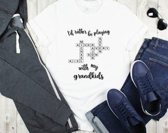 Shirt aangepaste scrabbletegels, gepersonaliseerd grootoudersshirt voor oma/opa, scrabbleshirt, oma T-shirt, opa-shirt van kleinkinderen