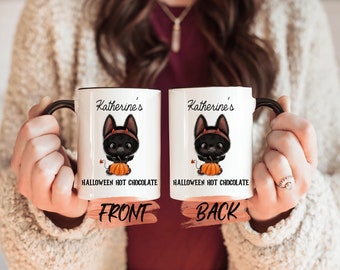 Personalized Halloween Mug, Black Cat Halloween Mug For Cat Lovers Halloween Gift, Black Cat Mugs, Cute Halloween Mug, Halloween Cat Mug