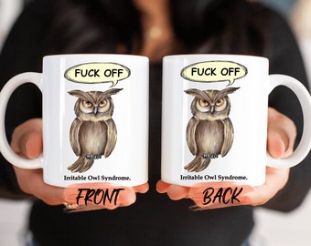 Tazza con la sindrome del gufo irritabile, Tazza con gufo per uomo e donna, regalo di Natale, Tazza da caffè con gufo, Tazza a forma di casa del gufo, Tazza con gufo, Tazza con gufo arrabbiato per lui o per lei