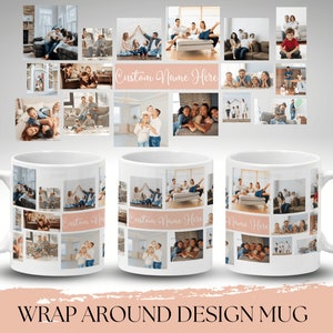 Caneca com colagem de fotos personalizada, caneca com colagem de fotos com nome para presente de aniversário masculino e feminino, caneca com colagem, caneca com colagem de café para ele e para ela