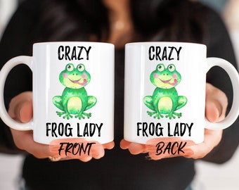Verrückte Froschdame Becher, Froschbecher für Froschliebhaber Weihnachtsgeschenk, Froschbecher, grüner Frosch, Froschtasse, Froschliebhaberbecher, niedlicher Froschbecher für Sie oder Ihn