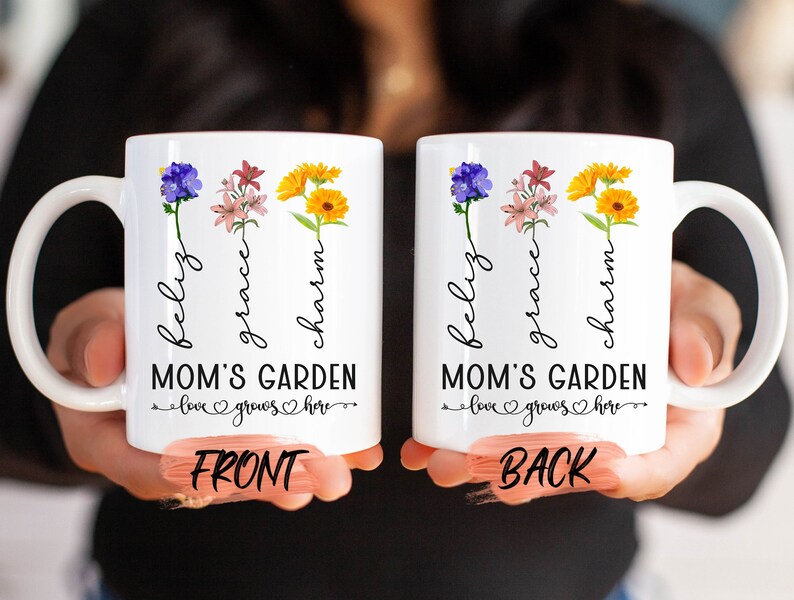 Mom Family Garden Mug, Custom Birth Month Flower Mug For Mamma Mother’s Day, Customized Mom Mug, Family Mugs, Family Flower Garden For Mama image 2