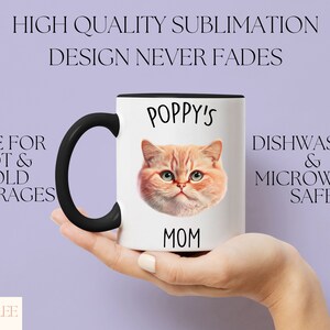 Taza personalizada con cara de mascota, taza de gato personalizada para mamá gata, regalo de cumpleaños, taza personalizada para mascotas, taza de regalo para amantes de los gatos, taza para mamá gata, regalo para la semana del gato. imagen 3