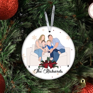Family Faceless Ornament, Personalized Photo Ceramic Ornament For Family Christmas Gift, Faceless Portrait Ornament, Wedding Ornament Gift