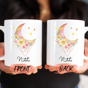 Flower Moon Mug, Celestial Moon Coffee Mug For Men And Women Christmas Gift, Moon Cup, Moon And Stars, Celestial Moon Mug For Him & Her