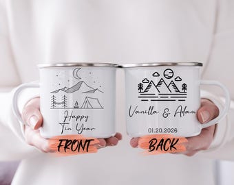 Taza de regalo para el aniversario de lata, taza de boda para el aniversario de padres, taza del décimo aniversario para hombres y mujeres