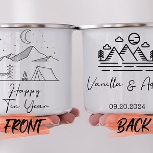 Happy Tin Year Anniversary Gift Mug, Happy Tin Years Camper Wedding Mug For Parents Anniversary Gift, 10th Anniversary Mug For Men & Women