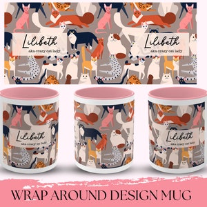 Crazy Cat Lady Mug, Custom Cat Mug For Cat Lover Birthday Gift, Personalized Pet Mug, Cat Lover Gift Mug, Cat Lady Gifts Cat&#39;s Week Gift