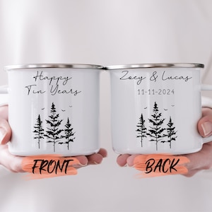 Glückliches Zinn Jahr Geschenk Jubiläum Becher, Benutzerdefinierte 10 Jahre Ehemann Frau Geschenk Becher für Mama und Papa Jahrestag Geschenk, Zinn Jahrestag Geschenk für Eltern