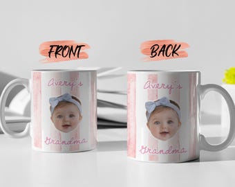 Custom Baby Face Mug, Personalized Striped Face For Christmas Gift, Pastel Stripes Mug, Baby Face Photo Mug, Custom Photo Mug For Mom/Dad