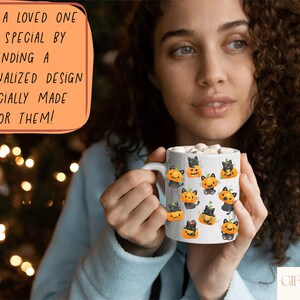 Black Cat And Pumpkin Mug, Black Cat Halloween Mug For Cat Lovers Halloween Gift, Black Cat Mug, Spooky Season Mug, Cute Halloween Mug image 5