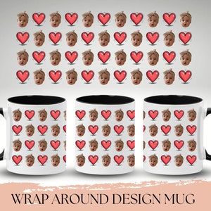 Photo And Hearts Mug, Photo Gift Mug For Men & Women Birthday, Personalized Mug, Baby Photo Gift Mug, Custom Picture Mug, Custom Face Mug
