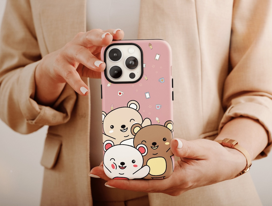 Cute Bear Phone Case, Cute Kawaii Bear Phone Case, Kawaii Phone Case