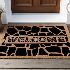 Giraffe Print Doormat, Animal Lover Print Welcome Outdoor Mat For Animal Lover Housewarming, New Home Gift, Animal Print Rug, Africa Doormat