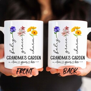 Födelseblomma-mugg Familjeträdgårdspresent, Familjeträdgårdsmugg till mormor Mors dag-present, Födelsemånadsblomma, Födelseblomma till mormor bild 2