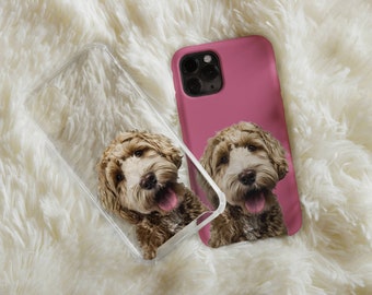Funda para teléfono con retrato de mascota personalizada para regalo de cumpleaños de dueños de mascotas, funda para teléfono con mascota, funda con retrato de mascota, funda con icono de mascota personalizada para regalo del Día de la Madre