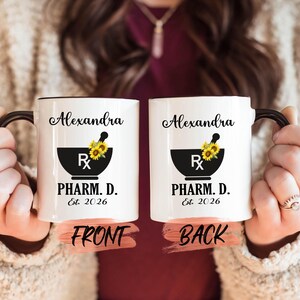 Pharm Dギフトマグ、薬剤師ギフトマグ（女性向け、卒業祝い）、パーソナライズ薬剤師マグ、ひまわりマグ、薬学生向けマグ（彼女用）