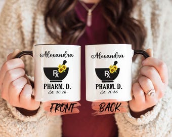 Pharm D Gifts Mug, Pharmacist Gift Mug For Women Graduation Gift, Personalized Pharmacist Mug, Sunflower Mug, Pharmacy Student Mug For Her