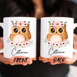 Gepersonaliseerde uil mok, uil mok voor mannen en vrouwen kerstcadeau, uil koffiemok, uil huis mok, uil beker, nachtuil, gepersonaliseerde mok voor kinderen