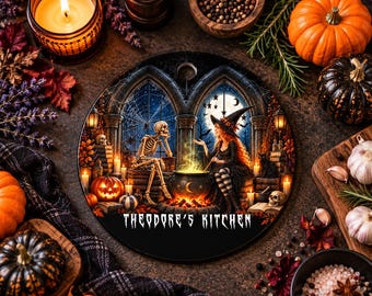 Custom Witch Cutting Board, Personalized Name Glass Board, Witch Kitchen Decor, Spooky Halloween Gift, Gothic Kitchen Decor, Halloween Decor