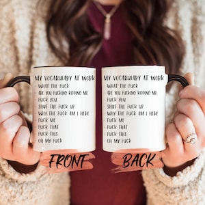My Vocabulary At Work Mug, Office Humor Mug For Coworkers’ Christmas Gift, Funny Coworker Gift, Funny Coworker Mug For Men And Women