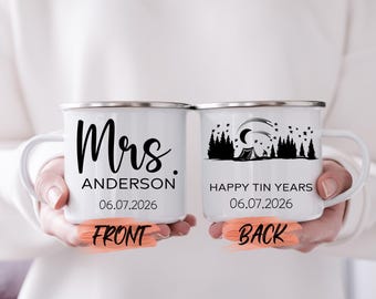 Happy Tin Year Anniversary Gift Mug, 10 Year Anniversary Gift Mug For Mr and Mrs Wedding Anniversary Gift, Tin Anniversary Gift For Couple