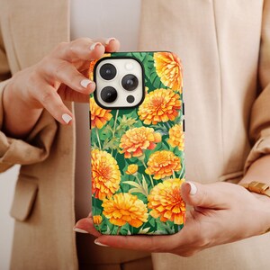 Marigold Flower Phone Case, Aesthetic Flower Phone Case Women Birthday, Marigold Phone Case, Girly Phone Case, Aesthetic Phone Case For Her